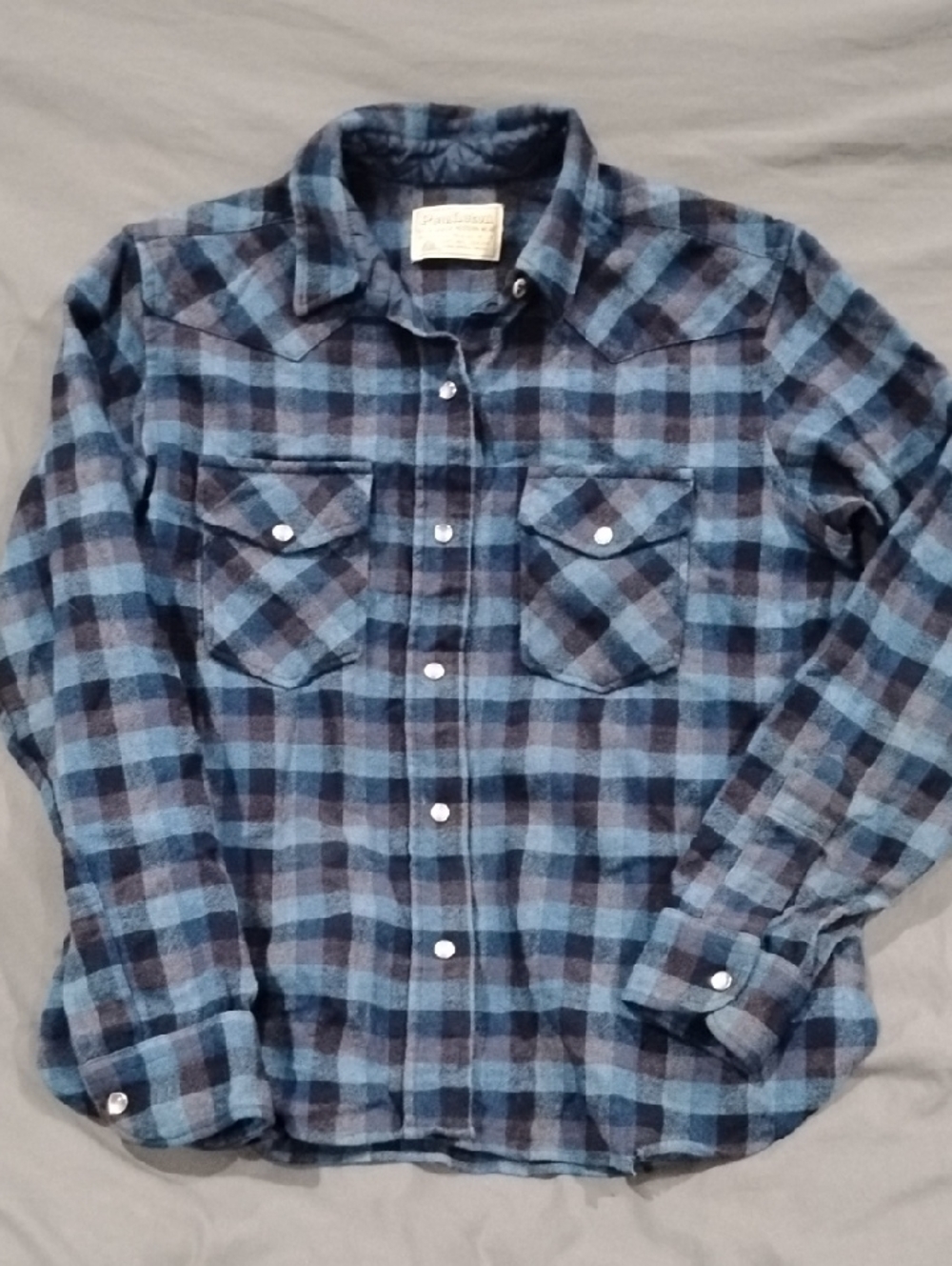 Pendleton Blue and Black Plaid Wool Shirt